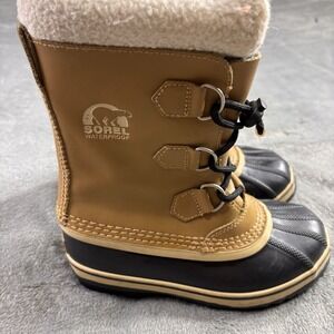 Sorel Yoot Pac Waterproof Kids Snow Boots Tan Black Size 2